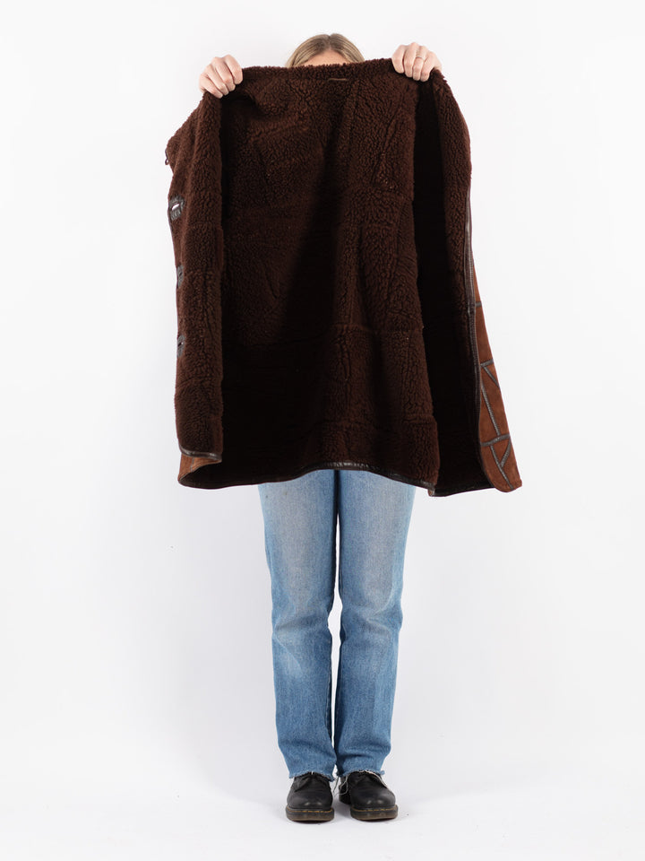 Vintage 90's Women Sheepskin Coat in Brown