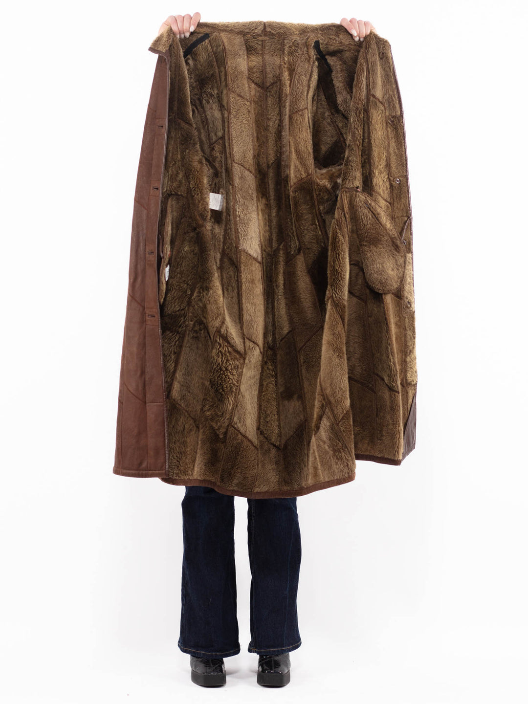 Vintage 90's Women Sheepskin Coat in BrownA1109
