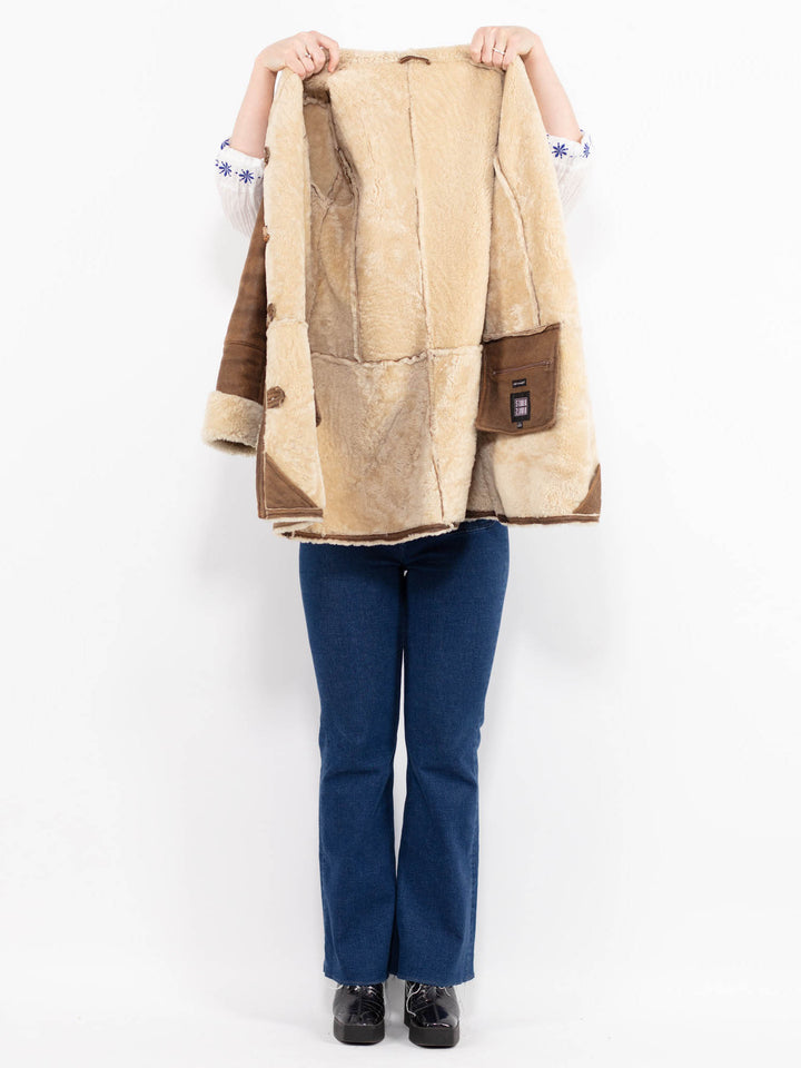 Vintage 90's Women Sheepskin Coat in BrownA1016