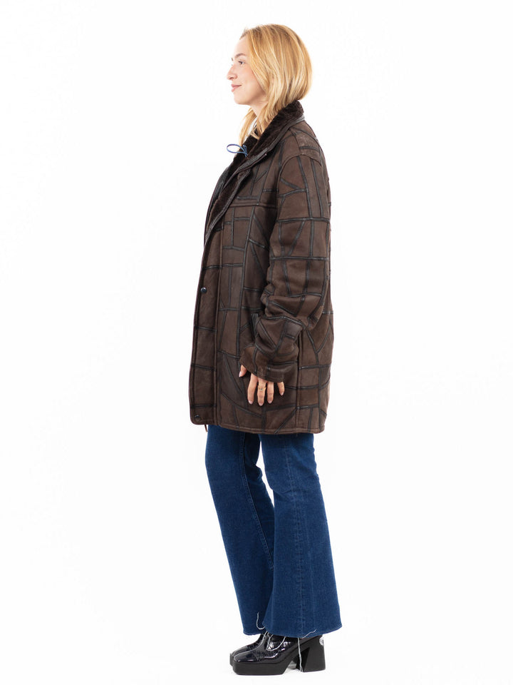 Vintage 90's Women Sheepskin Coat in BrownA0077