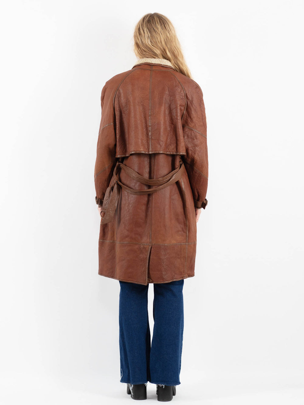 Vintage 90's Women Sheepskin Coat in BrownV9894