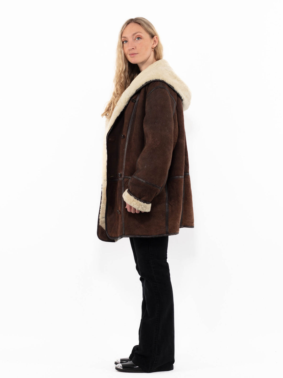 Vintage 90's Women Sheepskin Coat in BrownA0921
