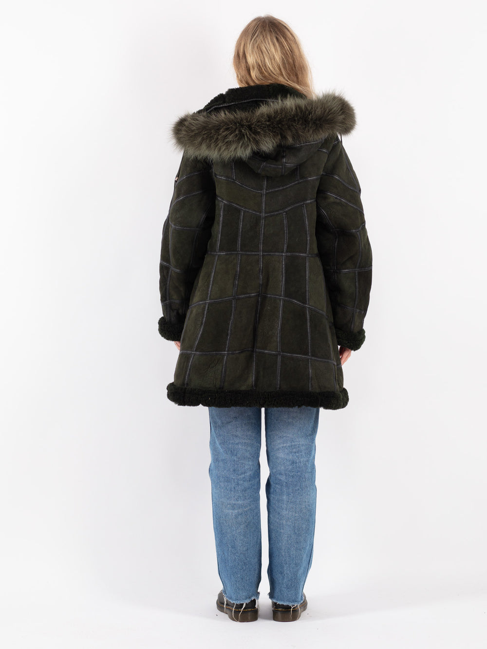 Vintage 90's Women Sheepskin Coat in GreenV8936