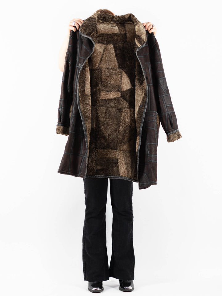 Vintage 90's Women Sheepskin Coat in BrownV9794