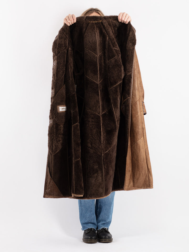 Vintage 90's Women Sheepskin Coat in BrownV9058
