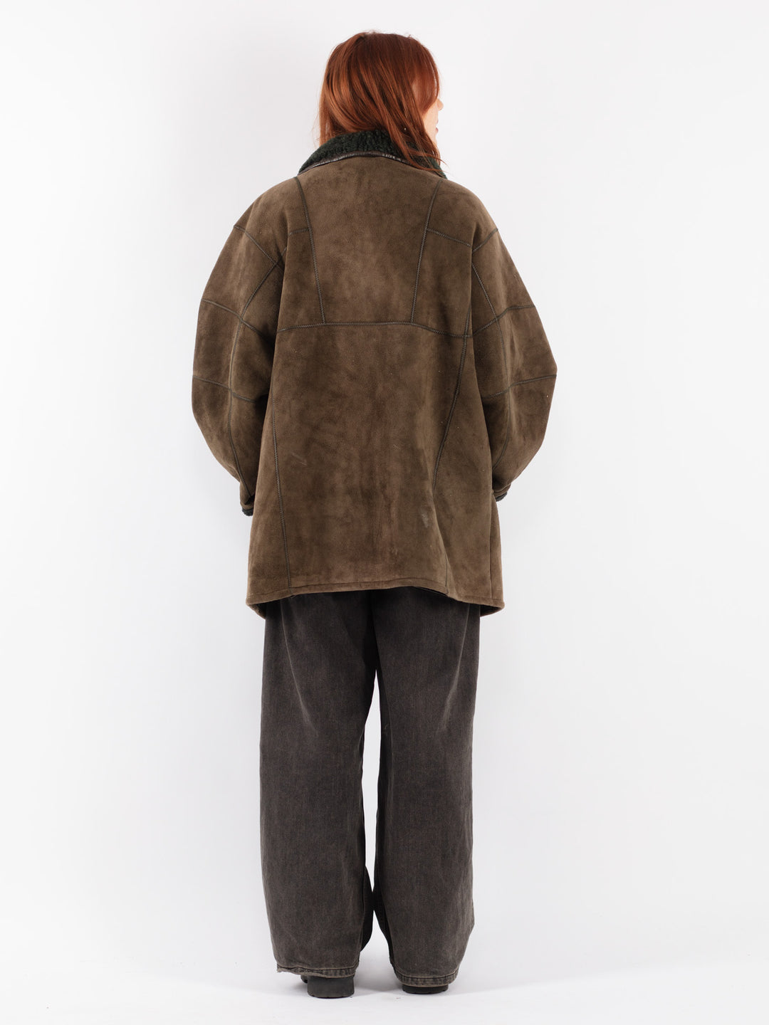 Vintage 90's Women Sheepskin Coat in Green