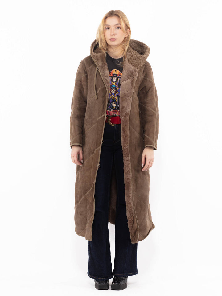 Vintage 90's Women Sheepskin Coat in BrownA1164