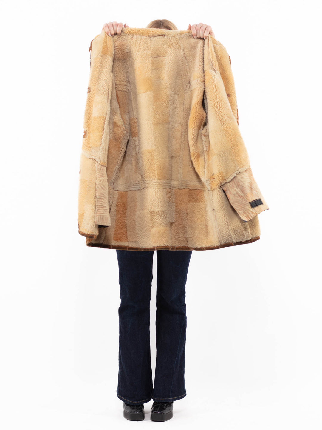 Vintage 90's Women Sheepskin Coat in BrownA1165
