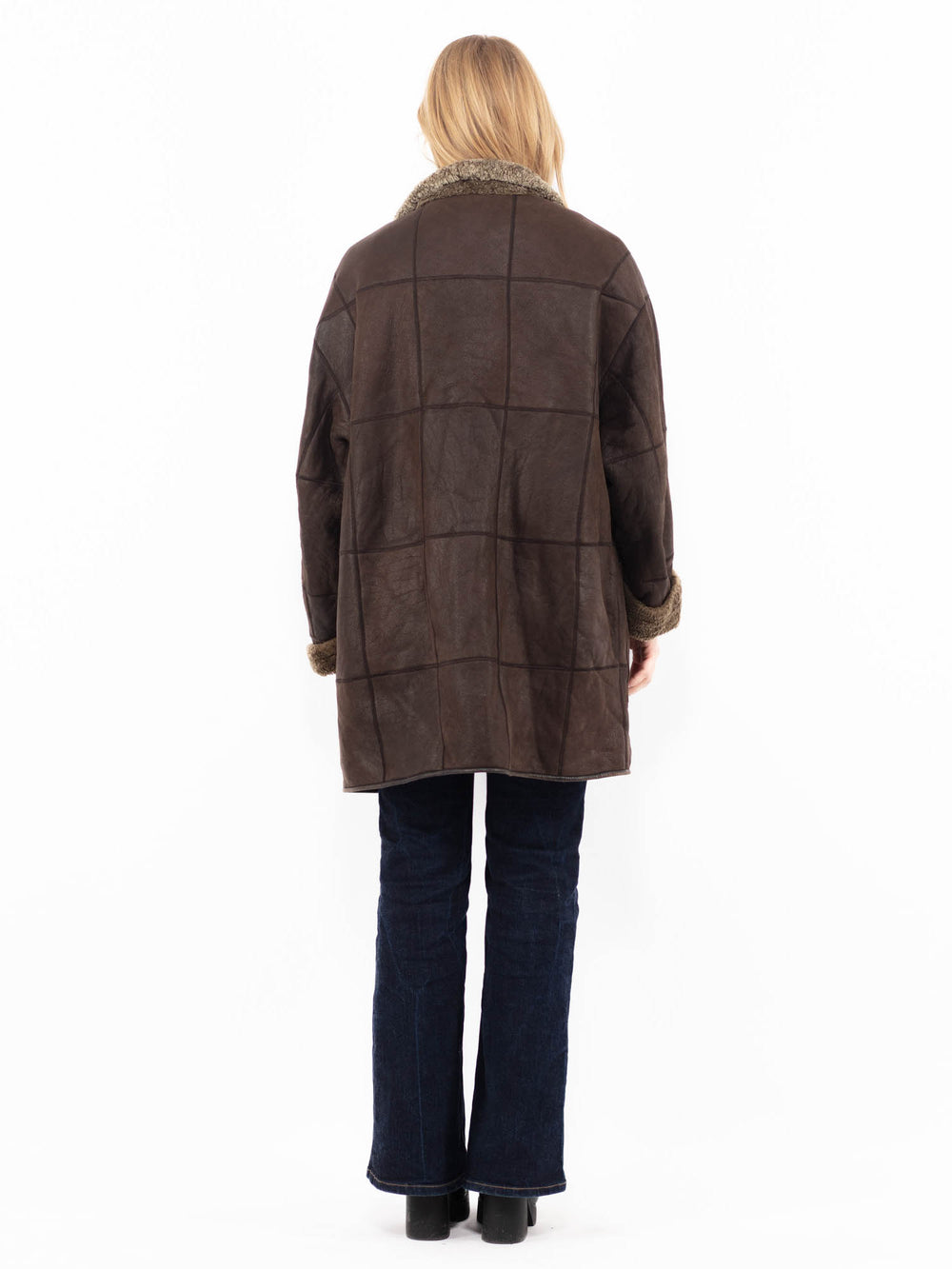 Vintage 90's Women Sheepskin Coat in BrownA1166