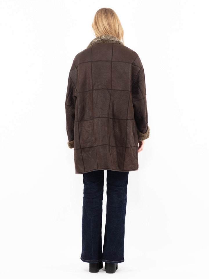 Vintage 90's Women Sheepskin Coat in BrownA1166