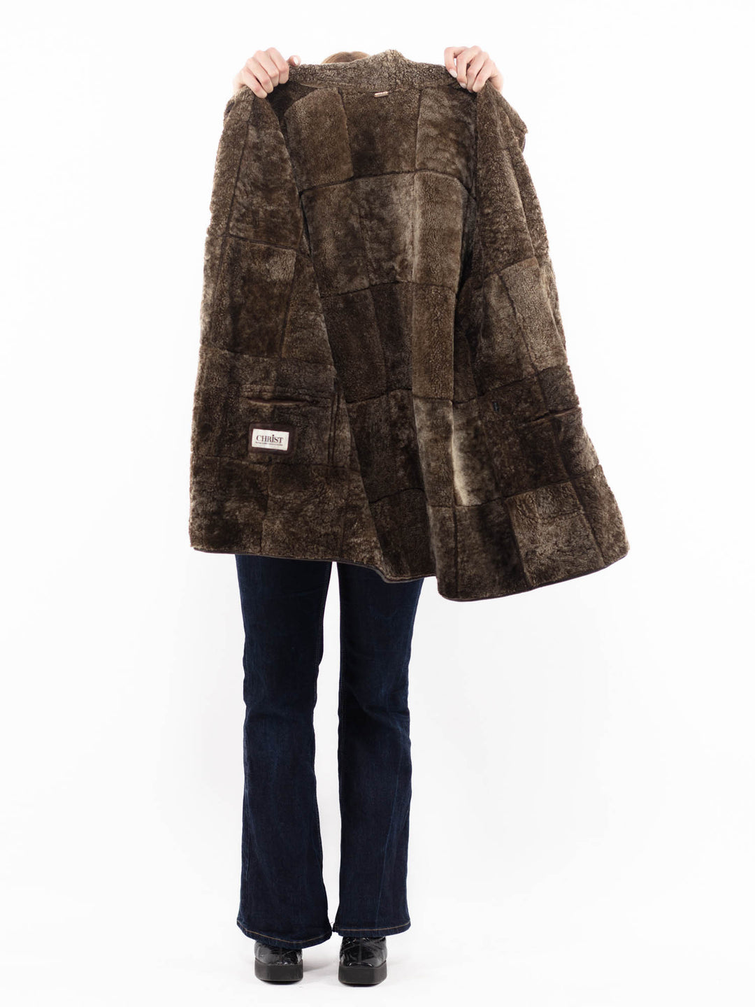 Vintage 90's Women Sheepskin Coat in BrownA1166