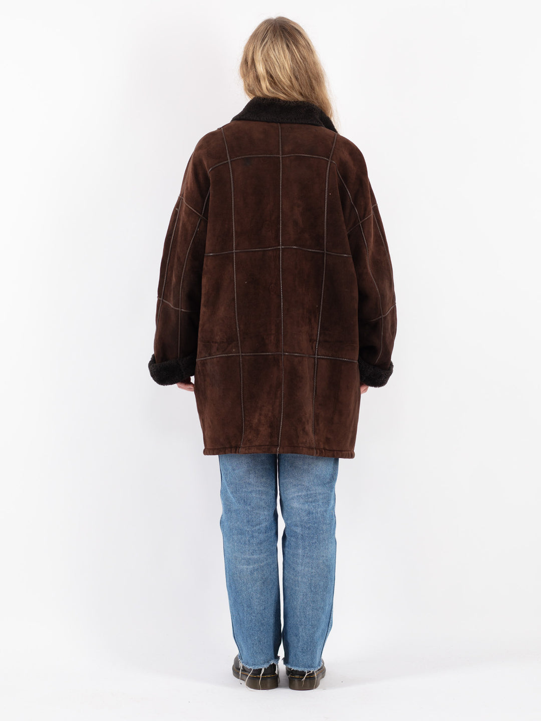Vintage 90's Women Sheepskin Coat in Brown