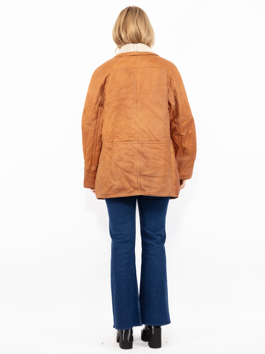 Vintage 80's Women Sheepskin Coat in Brown
