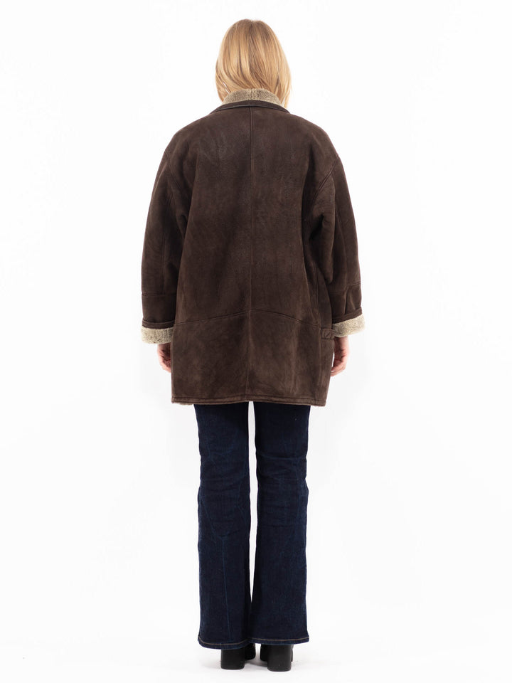 Vintage 90's Women Sheepskin Coat in BrownA1175