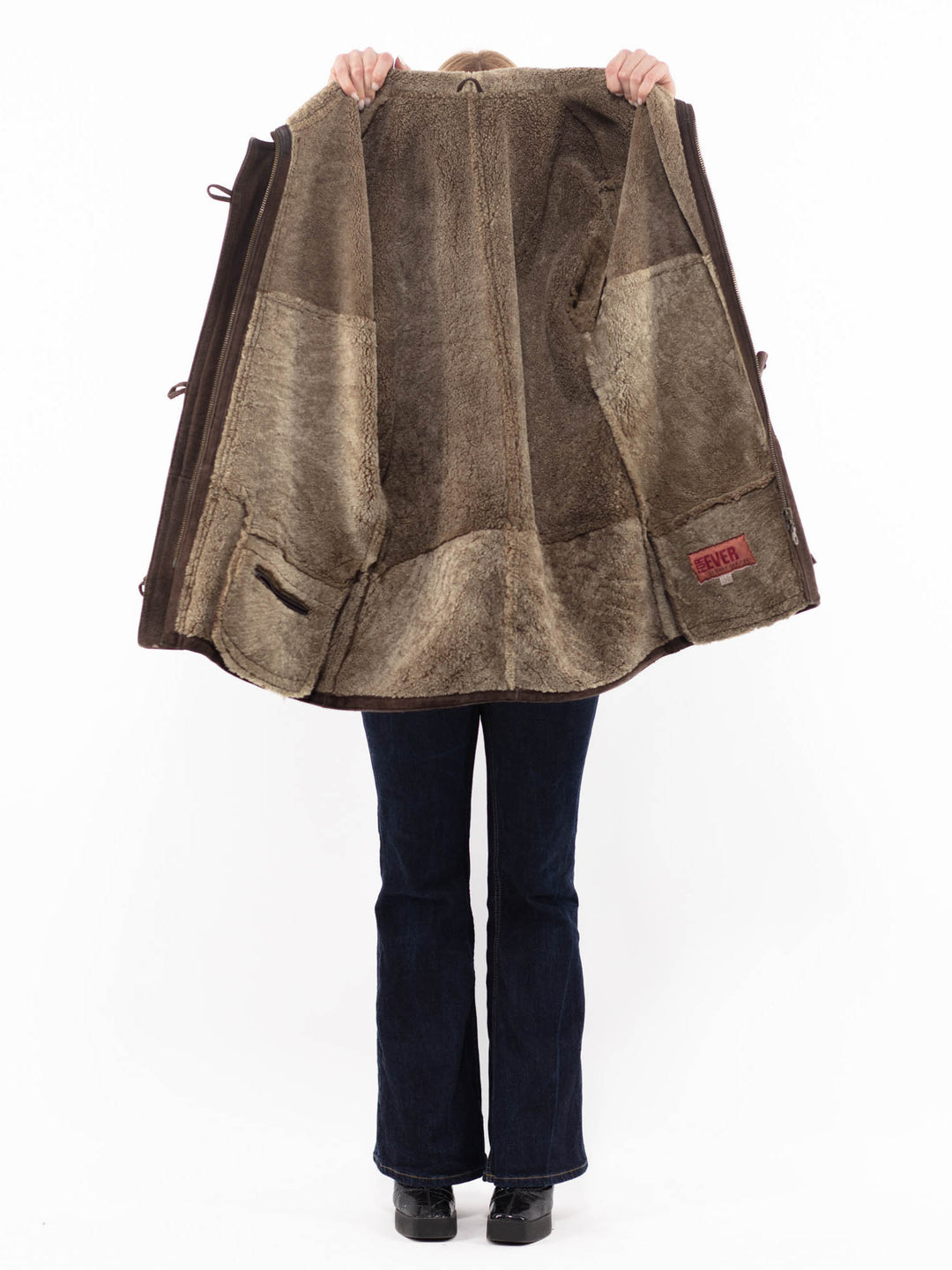 Vintage 90's Women Sheepskin Coat in BrownA1175