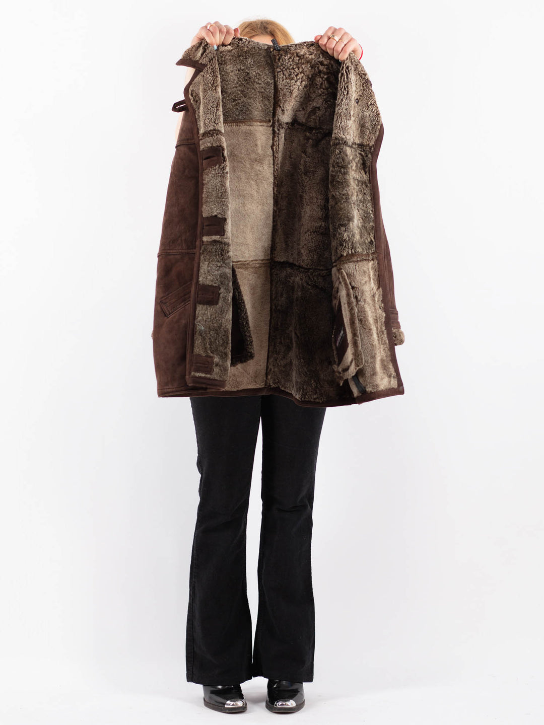 Vintage 90's Women Sheepskin Coat in BrownV9698