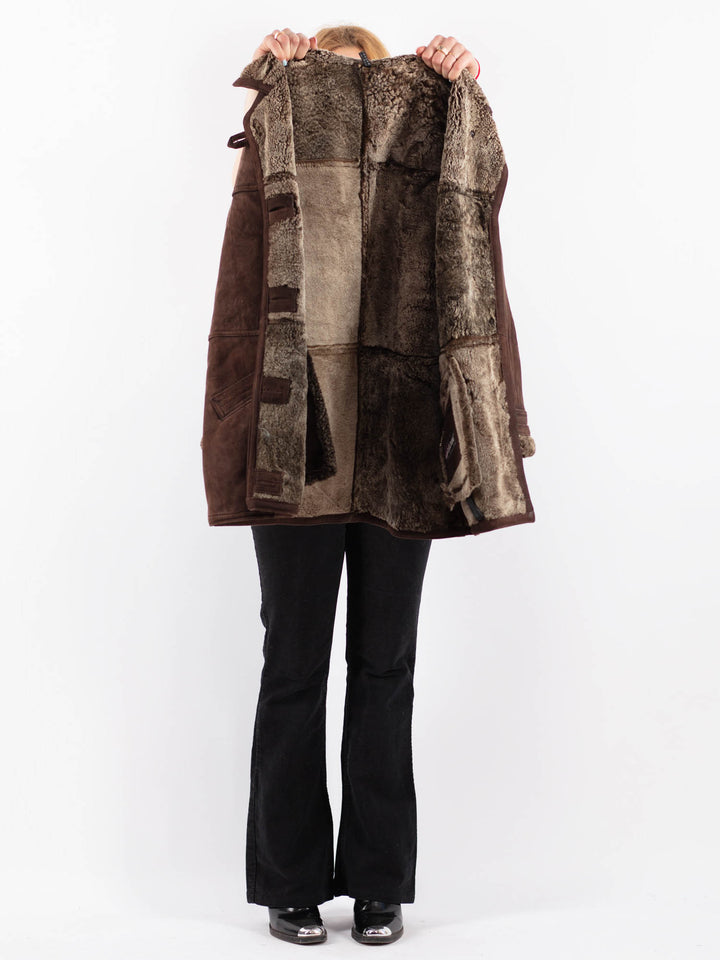 Vintage 90's Women Sheepskin Coat in BrownV9698