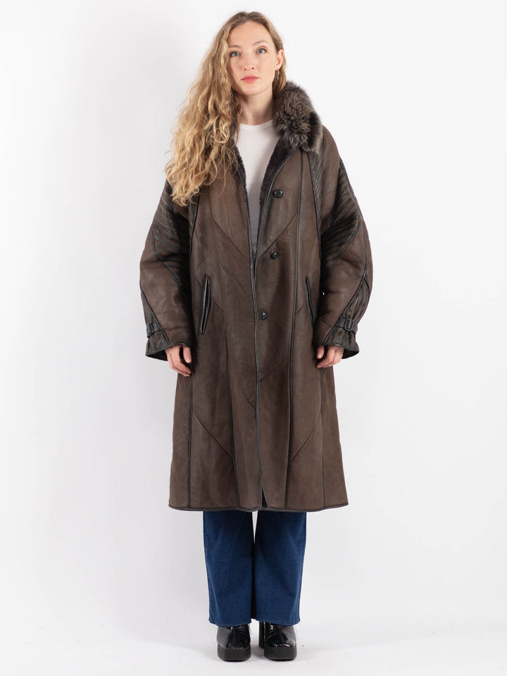Vintage 90's Women Sheepskin Coat in BrownV9213