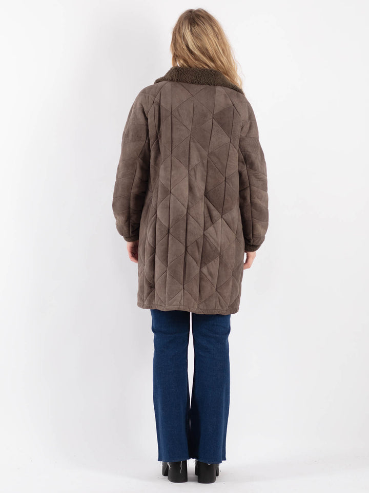 Vintage 90's Women Sheepskin Coat in BrownV9214