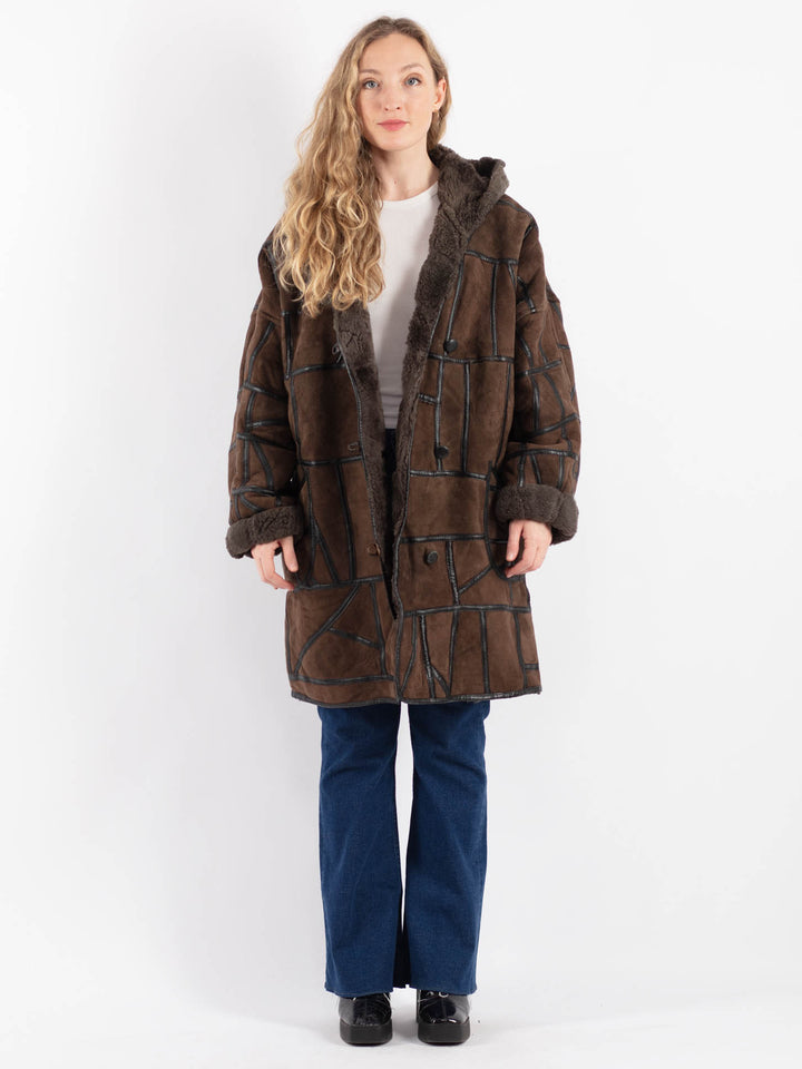 Vintage 90's Women Sheepskin Coat in BrownV9221