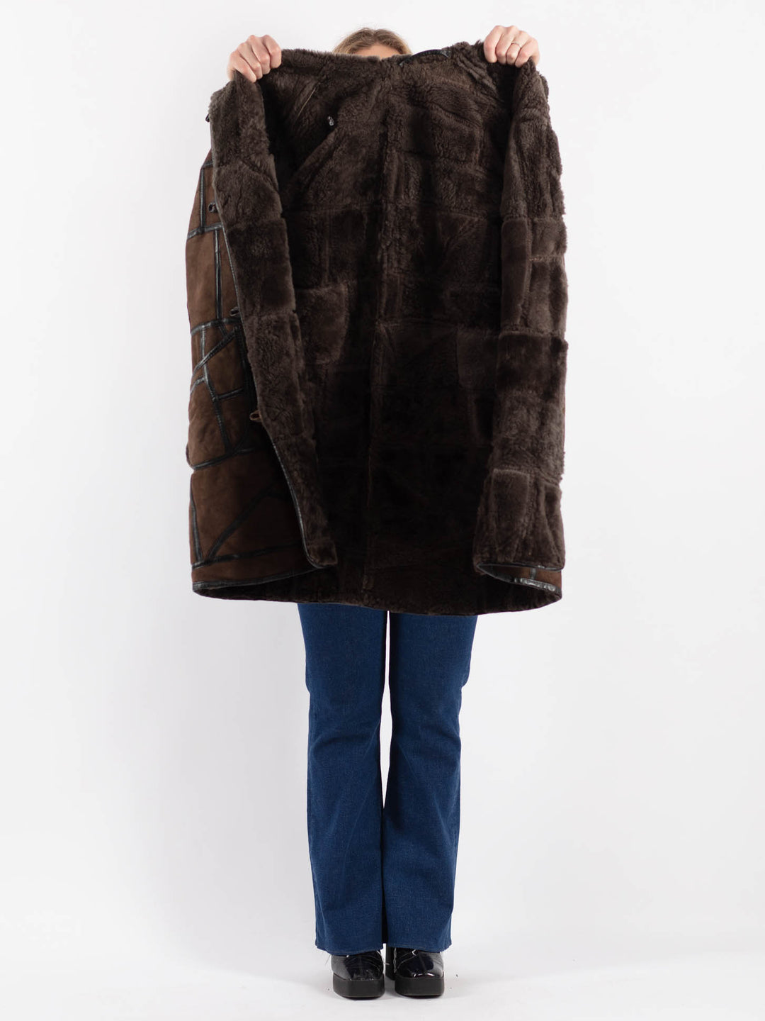Vintage 90's Women Sheepskin Coat in BrownV9221