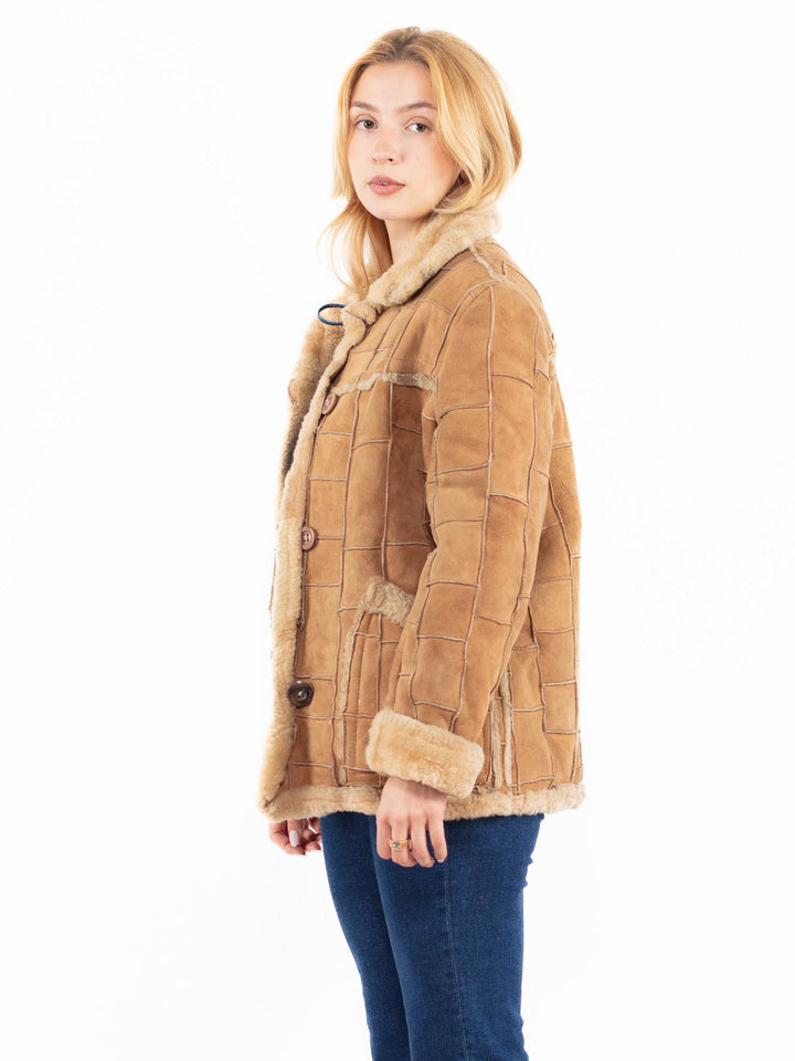 Vintage 90's Women Sheepskin Jacket in BrownA0040