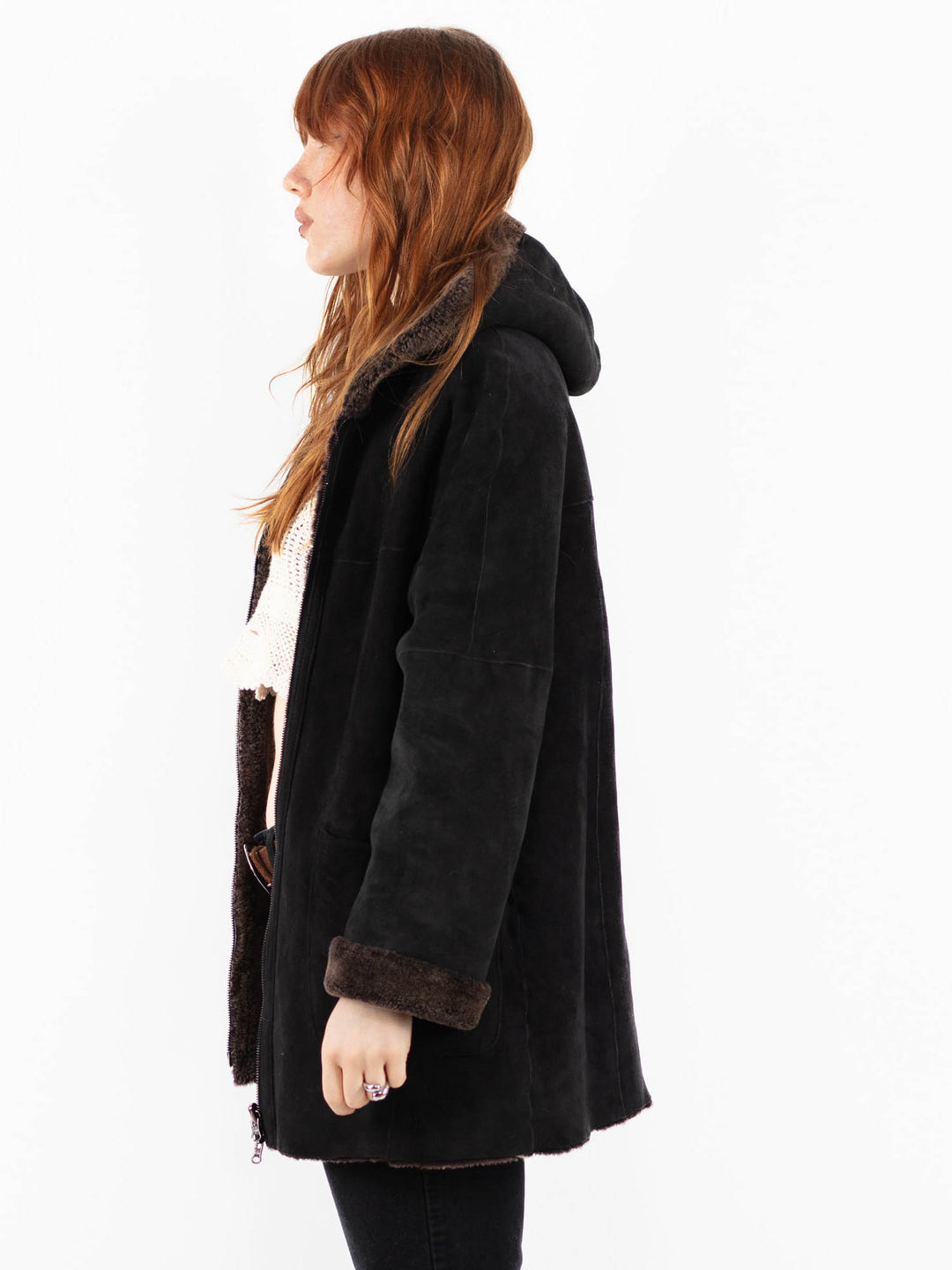 Vintage 90's Women Sheepskin Jacket in BlackV9749