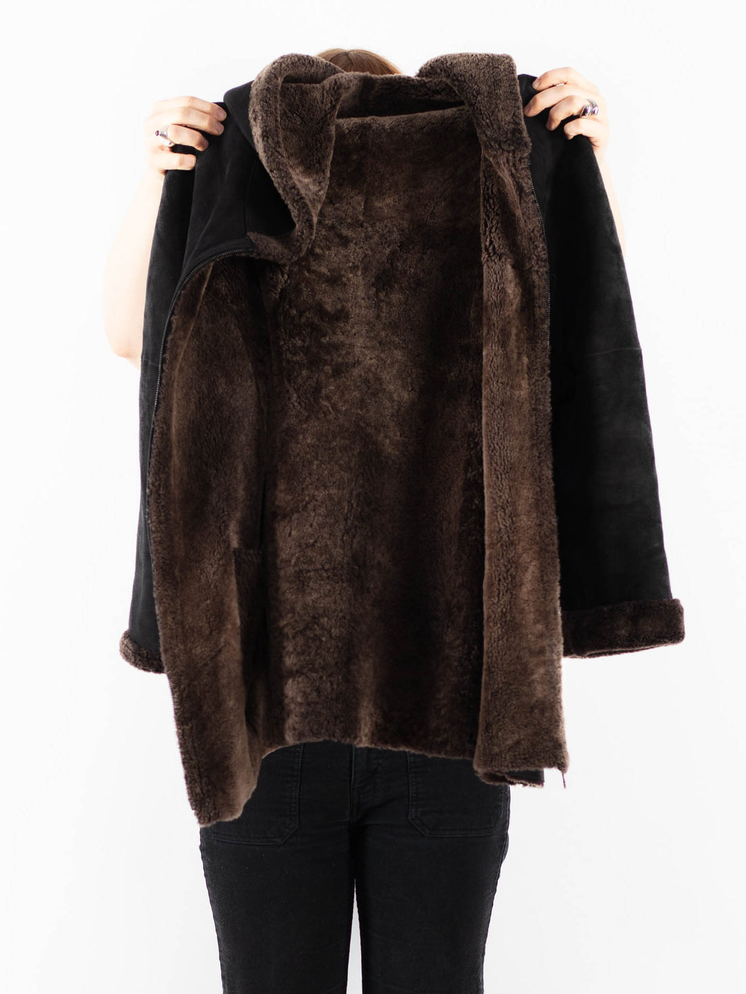 Vintage 90's Women Sheepskin Jacket in BlackV9749
