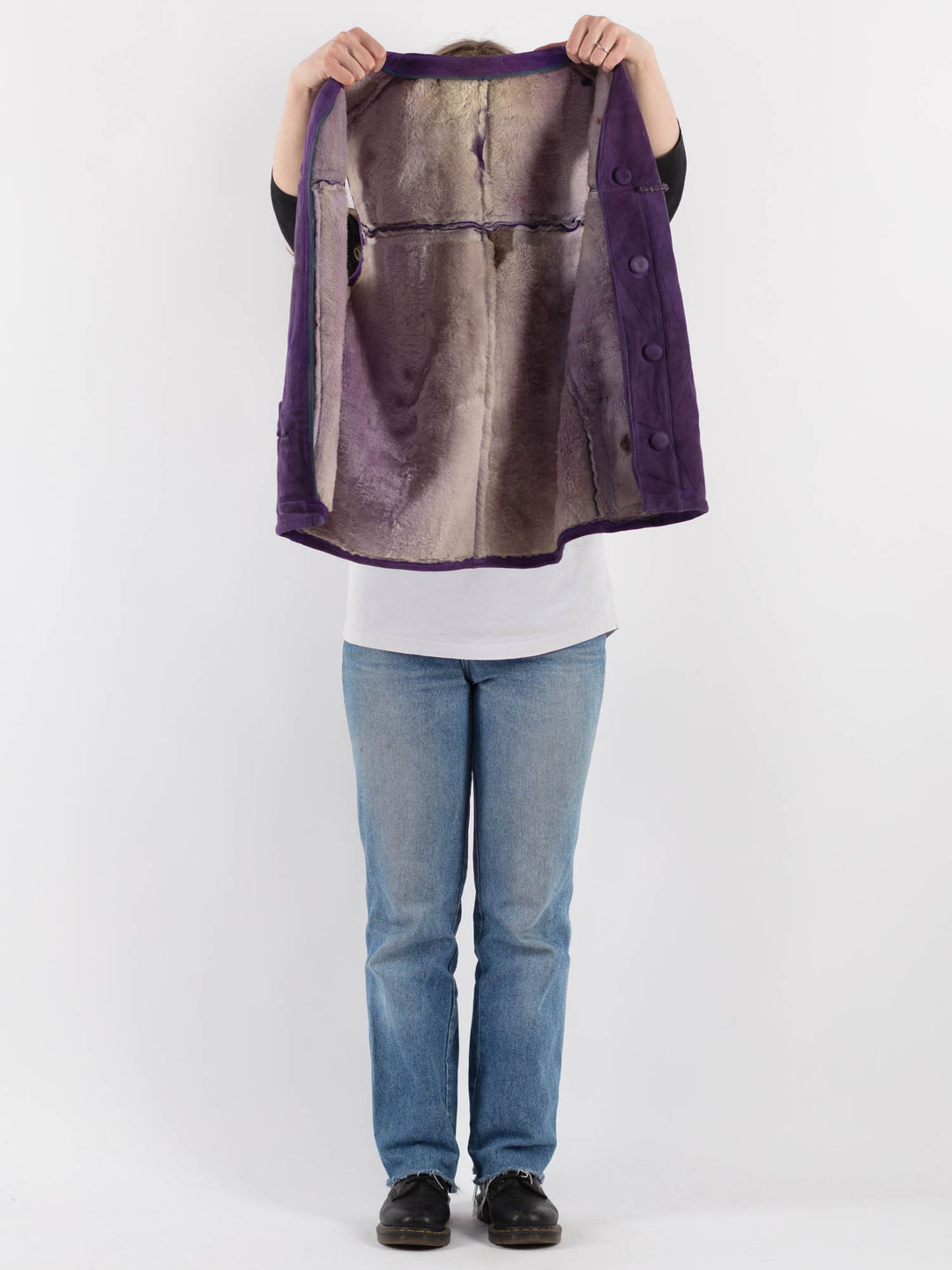 Vintage 90's Women Sheepskin Vest in PurpleV9331