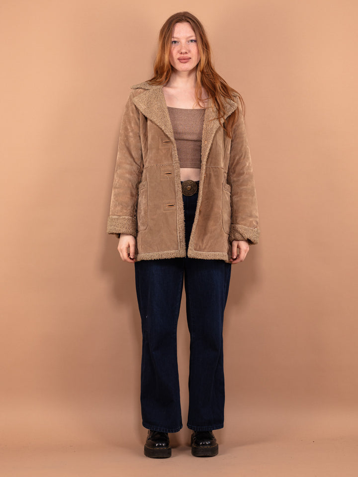 Vintage 90's Women Sherpa Coat in Beige - NorthernGrip