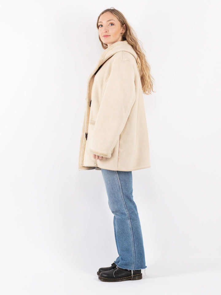 Vintage 90's Women Sherpa Coat in Beige