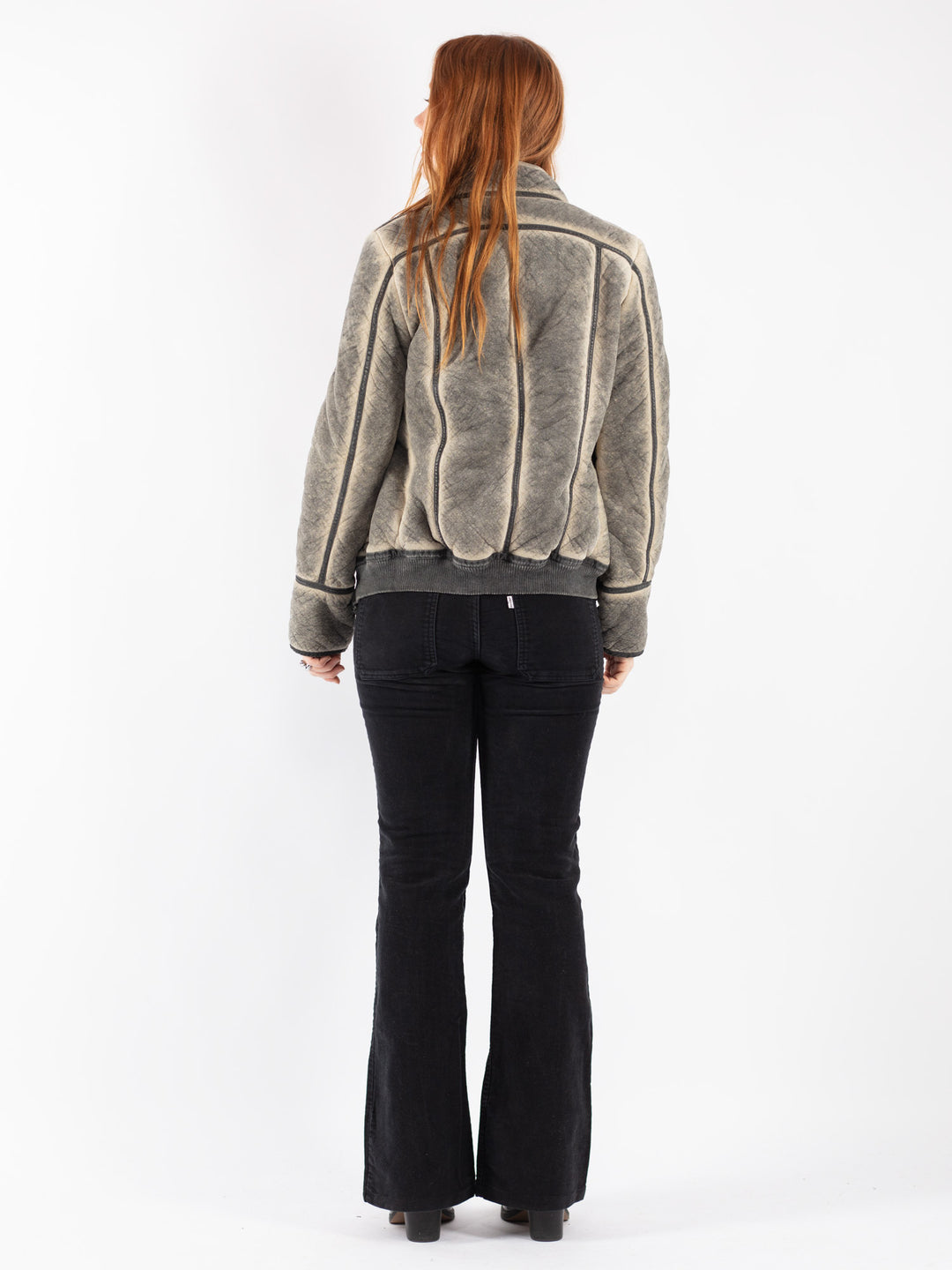 Vintage 90's Women Sherpa Jacket in Gray