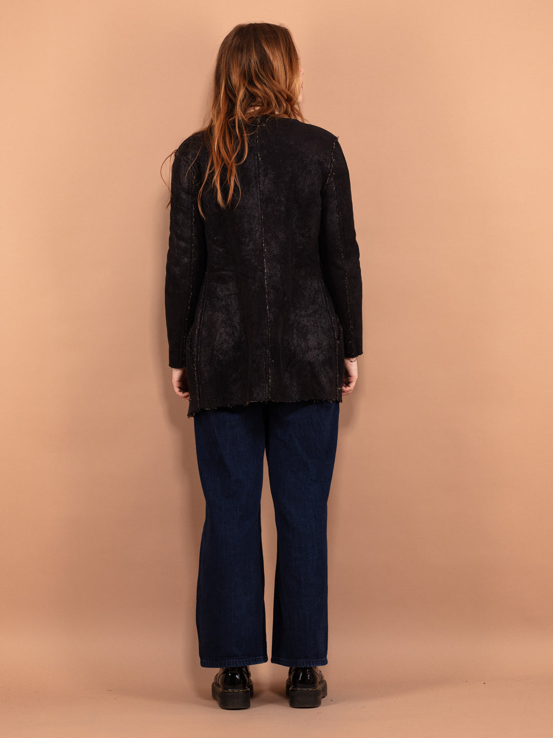 Vintage 90's Women Sherpa Long Jacket in Black - NorthernGrip