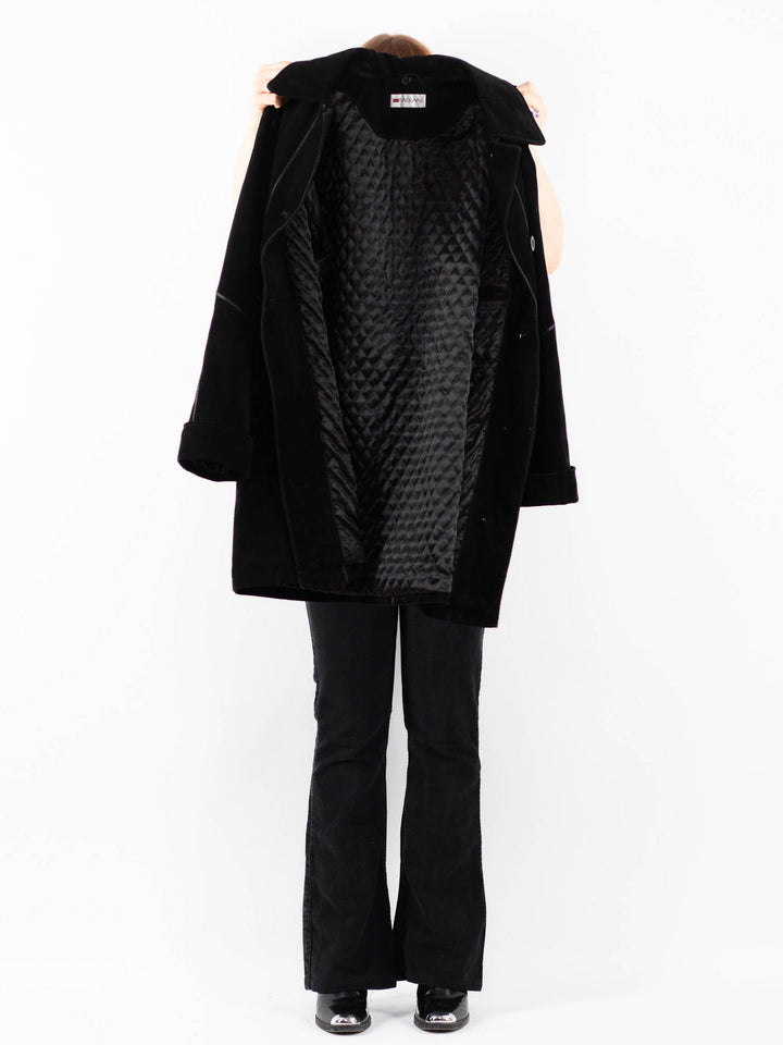 Vintage 90's Women Suede Coat in BlackV9768