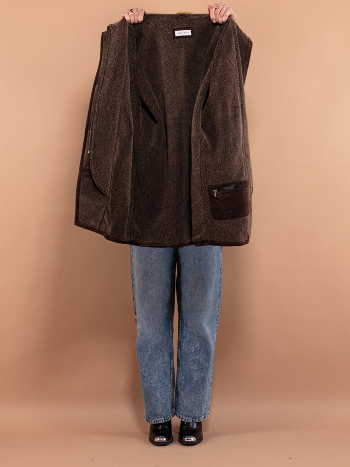 Vintage 90's Women Suede Sherpa Coat in Brown - NorthernGrip