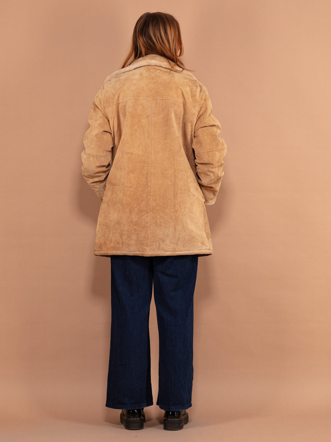 Vintage 90's Suede Sherpa Coat in Beige - NorthernGrip