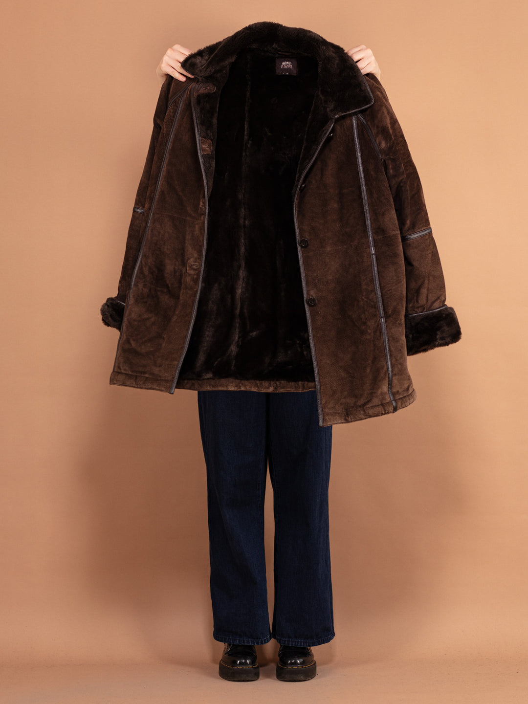 Vintage 90's Suede Sherpa Coat in Brown - NorthernGrip