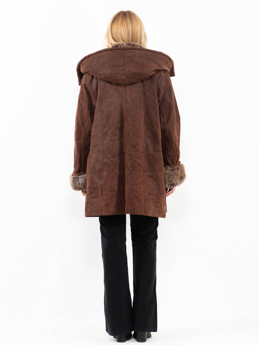 Vintage 90's Women Suede Sherpa in BrownA0191