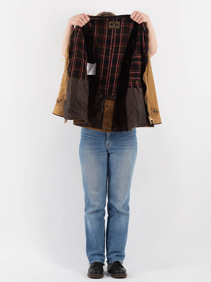 Vintage 90's Women Waxed Cotton Jacket in Beige - NorthernGrip