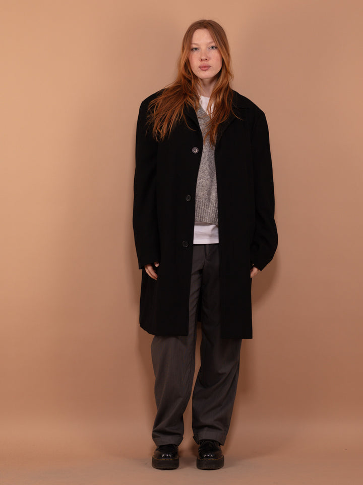 Vintage 90's Women Wool Blend Coat in Black - NorthernGrip