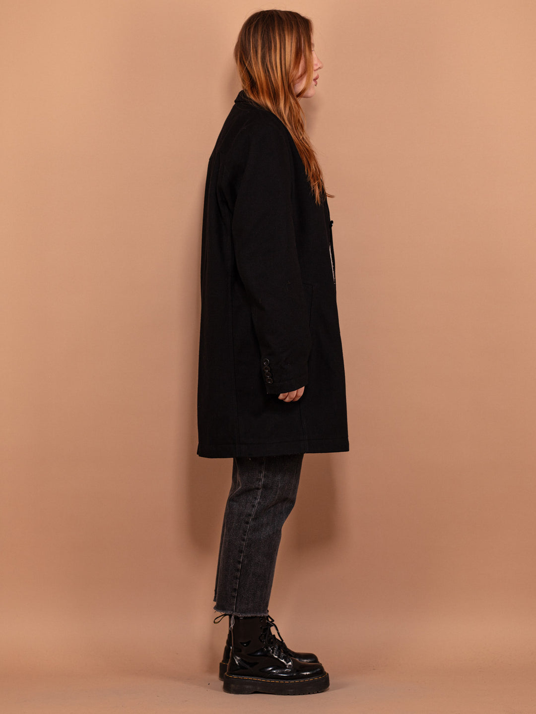 Vintage 90's Women Wool Blend Coat in Black - NorthernGrip
