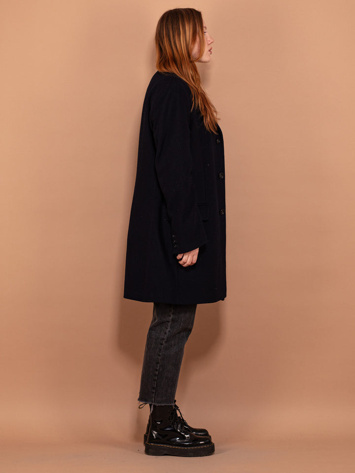 Vintage 90's Women Wool Blend Coat in Blue - NorthernGrip