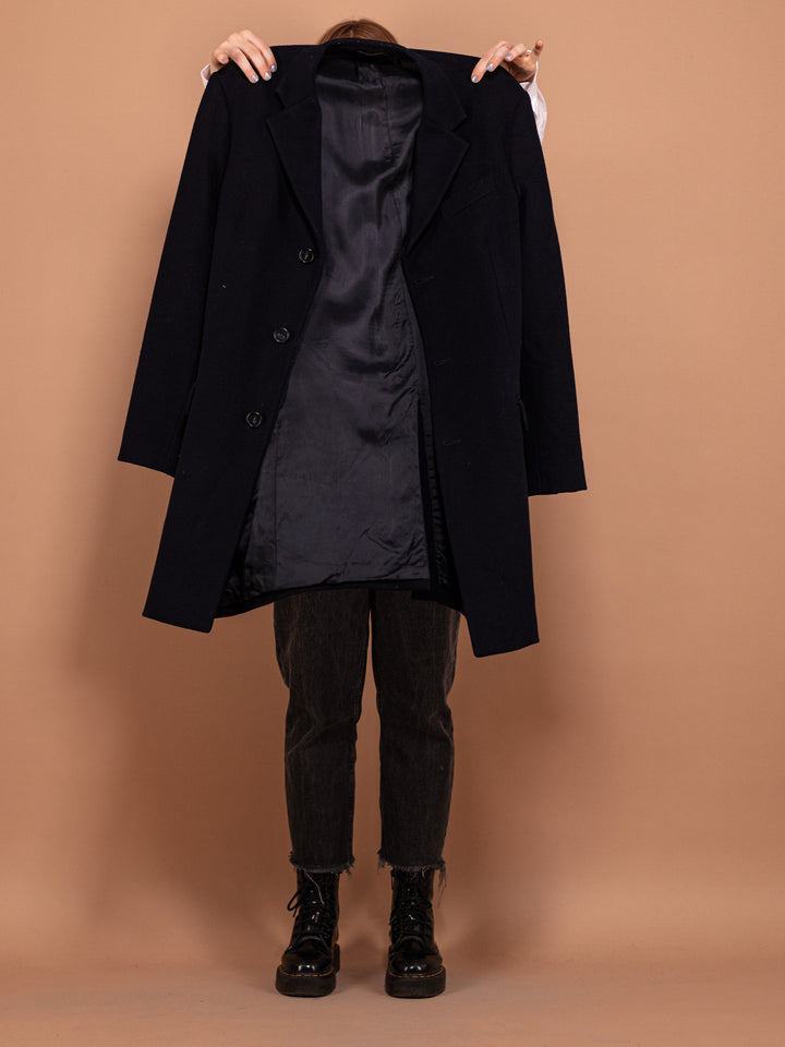 Vintage 90's Women Wool Blend Coat in Blue - NorthernGrip