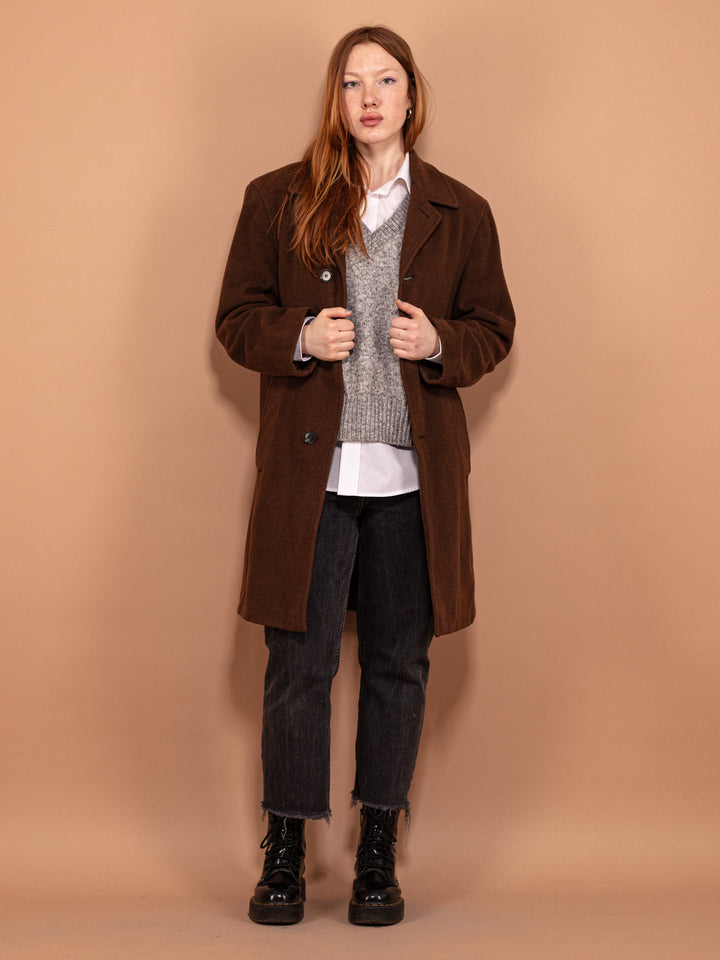 Vintage 90's Women Wool Blend Coat in Brown - NorthernGrip