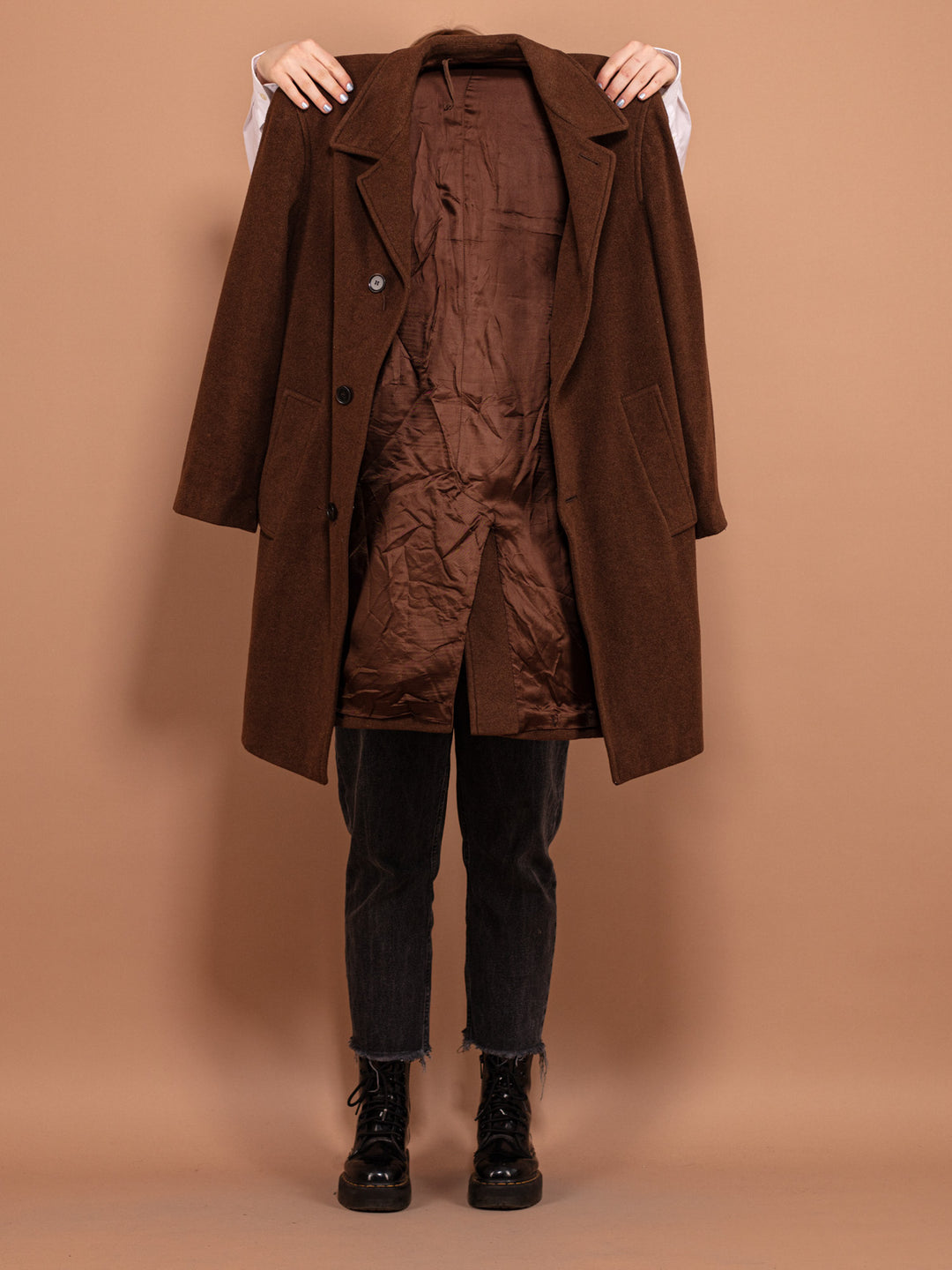 Vintage 90's Women Wool Blend Coat in Brown - NorthernGrip