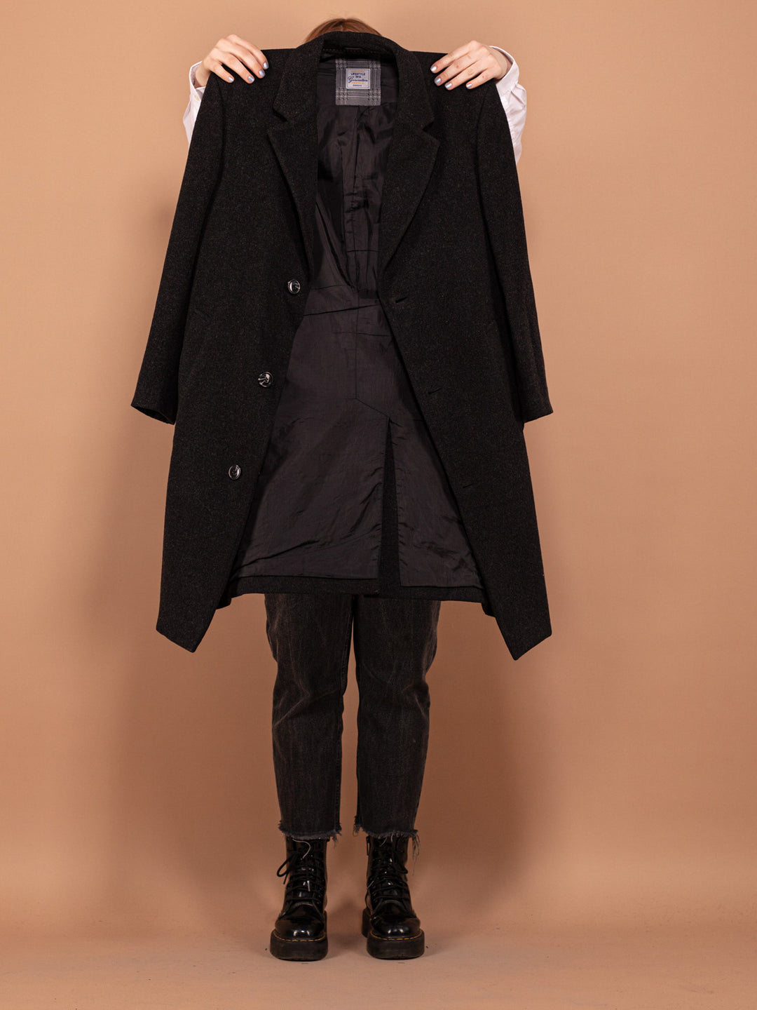 Vintage 90's Women Wool Blend Coat in Gray - NorthernGrip