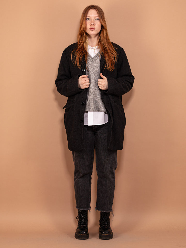 Vintage 90's Women Wool Blend Coat in Gray - NorthernGrip