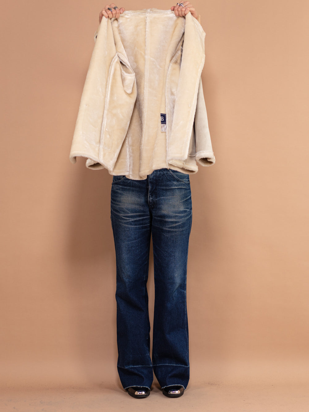 Vintage 00's Women Faux Shearling Coat in Beige - NorthernGrip
