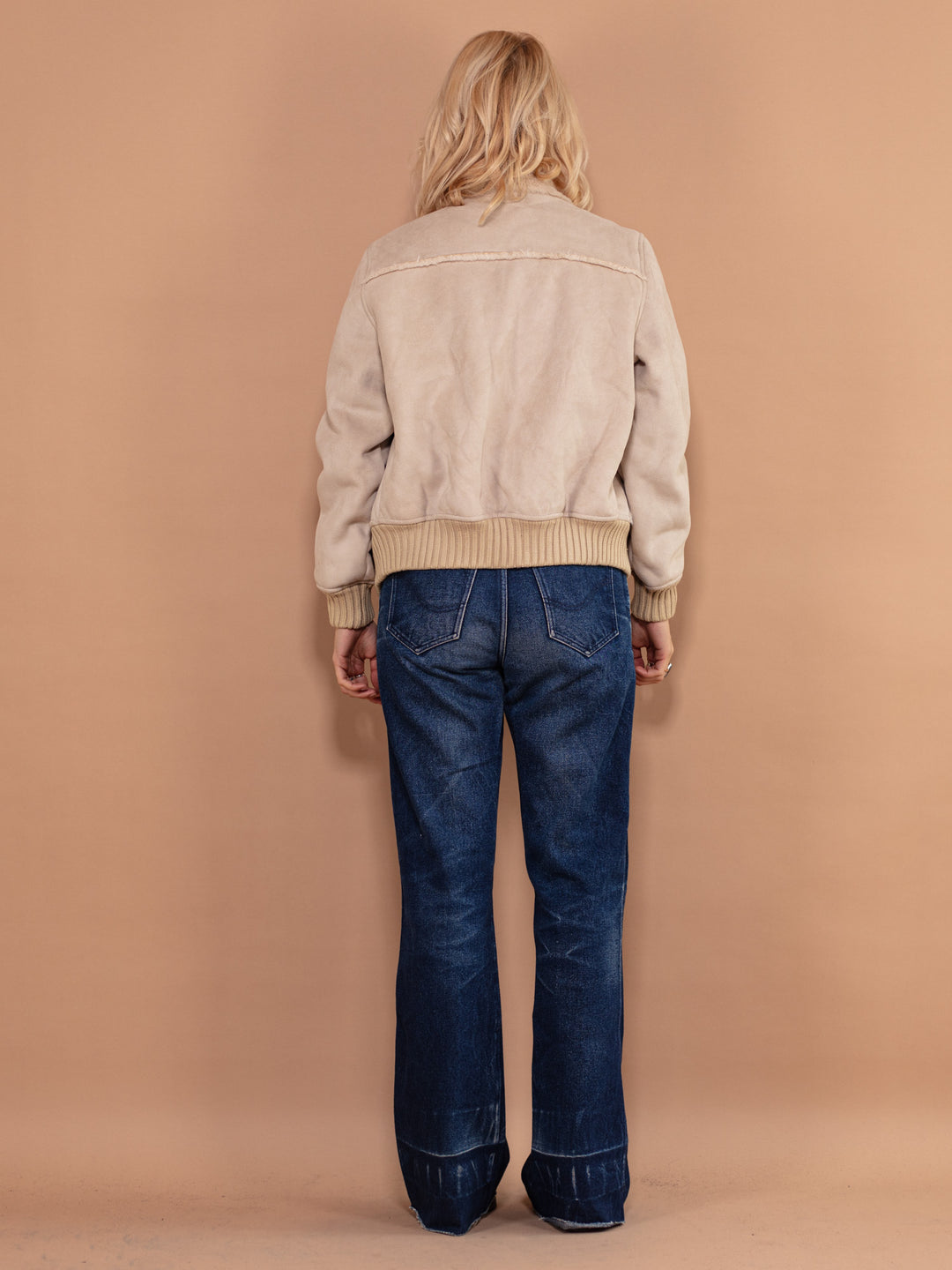Vintage 00's Women Faux Shearling Jacket in Beige - NorthernGrip