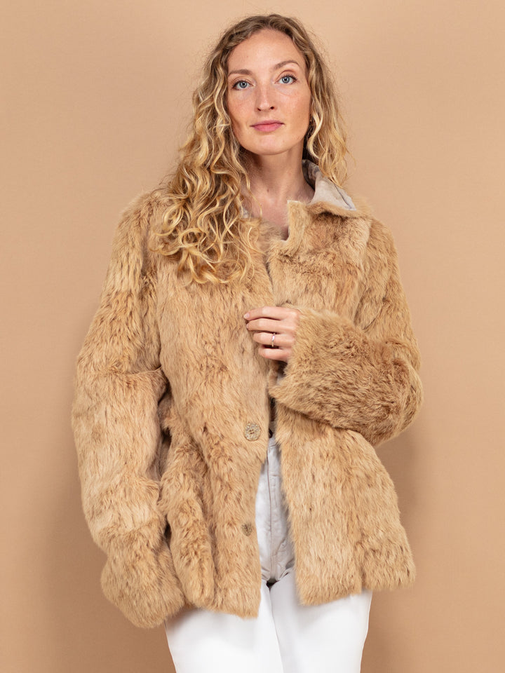 Vintage 70's Women Reversible Fur Coat in Beige - NorthernGrip